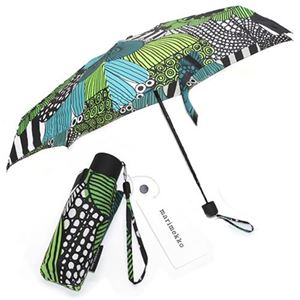 marimekko（マリメッコ） SIIRTOLAPUUTARHA AUTO-OPEN／CLOSE LUX シィールトラプータルハ 菜園モチーフ ワンタッチ オートオープン 折りたたみ傘 アンブレラ 41405 160 white／green／black