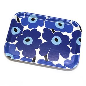 marimekko（マリメッコ） PIENI UNIKKO PLYWOOD TRAY ウニッコ柄 トレイ キッチントレー 20cm×27cm 64863 17 white／blue