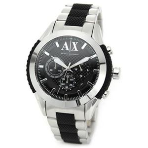 ARMANI（アルマーニ） エクスチェンジ ブラックラバーをコーデしたスタイリッシュなメンズ・クロノグラフ・ブレスウオッチ AX1214