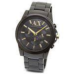 ARMANI（アルマーニ） エクスチェンジ ダイヤルのゴールドインデックスが映える、オールブラック仕上げのクロノグラフウオッチ AX2094