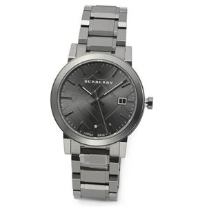 Burberry（バーバリー） スタイリッシュな直線フォルムが魅力のシティ・コレクション。 オールガンメタルカラーのメンズ・ブレスウオッチ BU9007