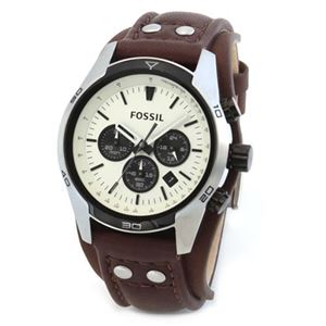 FOSSIL（フォッシル） バイカースタイルのレザーブレス。人気のメンズ・クロノグラフ・ウオッチ CH2890