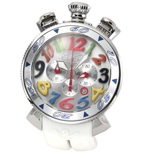 GaGa Milano（ガガミラノ） CHRONO 48MM （クロノ） 独特の洗練されたデザインが魅力 注目人気クロノグラフ・ウオッチ 6050.1 ホワイトベルト