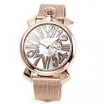 GaGa Milano（ガガミラノ） MANUALE SLIM 46MM 18K PVD（マヌアーレ） 5081.2 独特の洗練されたデザインが魅力 スリムケース＆メッシュベルトの注目人気ウオッチ 5081.2