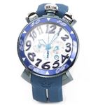 GaGa Milano（ガガミラノ） CHRONO 48MM ブルーPVD（クロノ） 独特の洗練されたデザインが魅力 注目人気クロノグラフ・ウオッチ 6053.1ブルーベルト