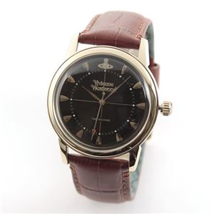 Vivienne Westwood（ヴィヴィアンウエストウッド） クラシカルテイストのスクエアフェイス・レザーストラップウオッチ VV064BKBR