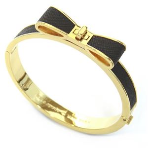 KATE SPADE（ケイトスペード） WBRUA200-001 PERFECTLY PLACED Hinged Leather Bow Bangle 立体的なリボンがキュート♪ メタル×サフィアーノレザー バングル