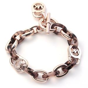 Michael Kors（マイケルコース） MKJ4321791 Rose Gold-Tone and Tortoise Acetate Chain-Link PadLock Bracelet タートス チェーンリンク パドロック ブレスレット