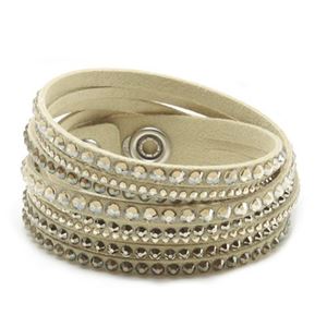Swarovski（スワロフスキー） Slake Deluxe Beige ダブルラップ 2重巻タイプ（8連） ゴールド・クリスタル ブレスレット 5037392