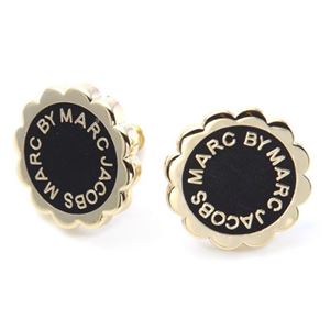 MARC BY MARC JACOBS（マークバイマークジェイコブス） M0005773-001 BLACK Enamel Scalloped Logo Disc-O Studs スカルップド エナメル ロゴ ディスク ピアス