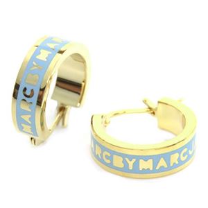 MARC BY MARC JACOBS（マークバイマークジェイコブス） M0003556-498 SEA AQUA Classic Marc Huggie Hopps クラシックマーク ハギー フープス エナメル ロゴ ピアス