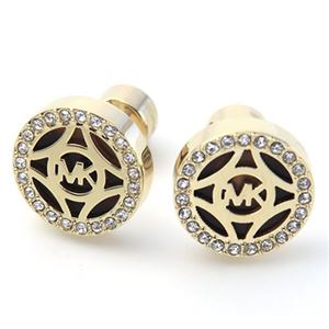 Michael Kors（マイケルコース） MKJ4275710 Pave Logo Gold-Tone Open Stud Earrings パヴェ ロゴ カットアウト ディスク ピアス