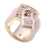 Michael Kors（マイケルコース） MKJ4333791／5 Pave PadLock Charm Rose Gold-Tone Ring パドロックチャーム パヴェ リング 指輪 サイズ5 （日本サイズ8号）