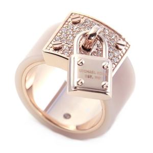 Michael Kors（マイケルコース） MKJ4333791／6 Pave PadLock Charm Rose Gold-Tone Ring パドロックチャーム パヴェ リング 指輪 サイズ6 （日本サイズ10号）