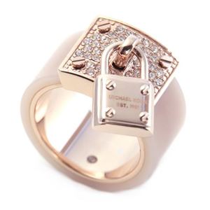 Michael Kors（マイケルコース） MKJ4333791／7 Pave PadLock Charm Rose Gold-Tone Ring パドロックチャーム パヴェ リング 指輪 サイズ7 （日本サイズ13号）