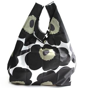 marimekko（マリメッコ） PIENI UNIKKO SMARTBAG ウニッコ柄 収納ポーチ付 ショッピングトートバッグ エコバッグ 使わない時はコンパクトにたためて便利♪ 40470 30 white／black／olive