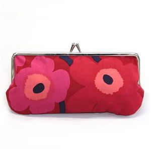 marimekko（マリメッコ） SILMALASI KUKKARO MINI UNIKKO ミニウニッコ柄 がま口 コットンパース ポーチ メガネケース 小物入れ 27003 301 red／dark red