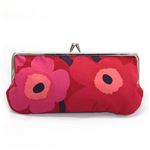 marimekko（マリメッコ） SILMALASI KUKKARO MINI UNIKKO ミニウニッコ柄 がま口 コットンパース ポーチ メガネケース 小物入れ 27003 301 red／dark red