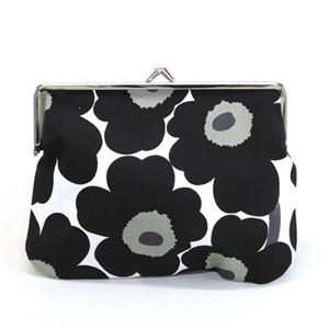 marimekko（マリメッコ） PUOLIKAS KUKKARO MINI UNIKKO ミニウニッコ柄 がま口 コットンパース マルチポーチ 小物入れ 37773 30 white／black／olive