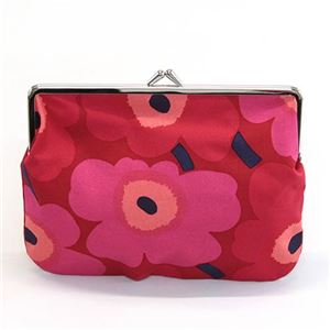 marimekko（マリメッコ） PUOLIKAS KUKKARO MINI UNIKKO ウニッコ柄 がま口 コットンパース マルチポーチ 小物入れ 37773 301 red／dark red