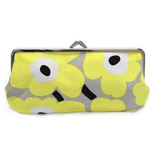 marimekko（マリメッコ） SILMALASI KUKKARO MINI UNIKKO 27003 829 beige／yellow／black ミニウニッコ柄 がま口 コットンパース ポーチ メガネケース 小物入れ