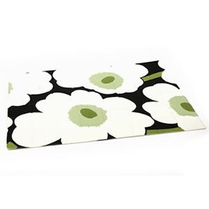 marimekko（マリメッコ） UNIKKO OILCLOTH PLACEMAT ウニッコ柄 オイルクロス ランチョンマット ブラック×ホワイト 64160 910 black／white