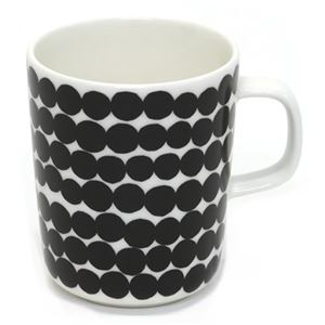 marimekko（マリメッコ） SIIRTOLAPUUTARHA MUG 250ml 63296 190 white／black 手描き風 ドット柄 マグカップ