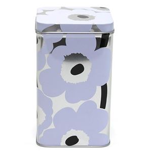 marimekko（マリメッコ） UNIKKO TIN BOX BIG 64459 2 white／silver ウニッコ柄 ブリキ缶 小物入れ ラージサイズ