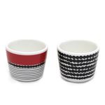 marimekko（マリメッコ） SIIRTOLAPUUTARHA EGG CUP 2 PCS 65804 193 white／black／red 手描き風ドットデザイン エッグスタンドカップ 2個セット