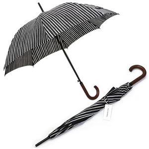 marimekko（マリメッコ） PICCOLO STICK UMBRELLA 40502 22 black／white ピッコロストライプ ワンタッチ スティック傘 長傘 アンブレラ