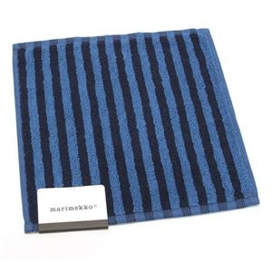 marimekko（マリメッコ） UJO MINI TOWEL 25cm×25cm 64393 550 blue／dark blue ボーダー柄 ミニタオル