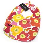 marimekko（マリメッコ） MINI-UNIKOT BIB 66790 201 white／yellow／orange ウニッコ柄 オイルクロス ベビー用スタイ ポケット付 よだれかけ