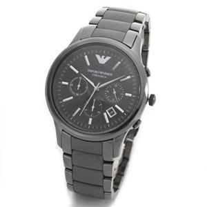Emporio Armani(エンポリオ・アルマーニ) マット&ポリッシュ・ブラック仕上げのクロノグラフウォッチ AR1452