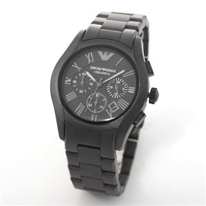 Emporio Armani(エンポリオ・アルマーニ) マットブラック仕上げのセラミックブレス クールな仕上がり感のクロノグラフウォッチ AR1457