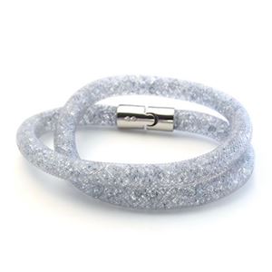 Swarovski（スワロフスキー） Stardust Gray Double スターダスト ダブルラップ 2重巻タイプ アイスブルー・クリスタル ブレスレット Mサイズ 5136034