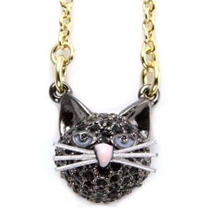 KATE SPADE（ケイトスペード） WBRUA448-008 OUT OF THE BAG Pendant 猫モチーフ ブルーアイズ キャット ブラックパヴェ・クリスタル ペンダント／ネックレス