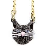 KATE SPADE（ケイトスペード） WBRUA448-008 OUT OF THE BAG Pendant 猫モチーフ ブルーアイズ キャット ブラックパヴェ・クリスタル ペンダント／ネックレス