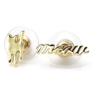 KATE SPADE（ケイトスペード） WBRUA238-711 OUT OF THE BAG cats meow studs キャット 猫シルエット ミャウ ロゴ ピアス