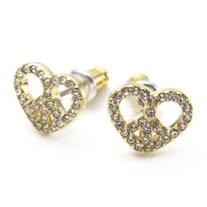 MARC BY MARC JACOBS（マークバイマークジェイコブス） M0005844-986 CRYSTAL／ORO Peace ＆ Love Studs ハート型ピースマーク ラインストーン ピアス