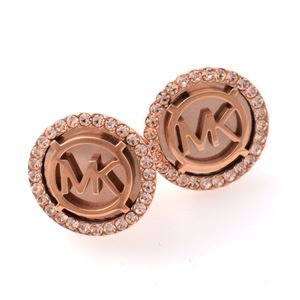 Michael Kors（マイケルコース） MICHAEL KORS パヴェ ロゴ ディスク ピアス Monogram Pave Logo Rose Gold-Tone Stud Earrings MKJ2942791 ピアス