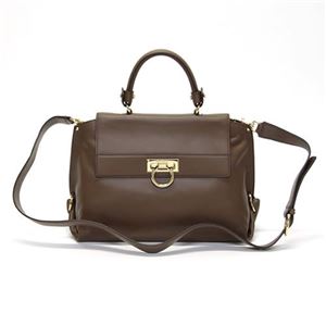 Ferragamo（サルバトーレフェラガモ） SOFIA small ソフィア スモール ガンチーニ金具 2WAY ショルダー・ハンドバッグ ≪2013AW≫ 21 A896 DEEP TAUPE 547623