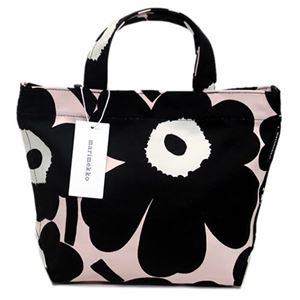 marimekko（マリメッコ） VERONIKA UNIKKO 40965 291 powder／black／off-white ウニッコ柄 コットンキャンバス トートバッグ