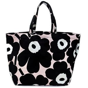 marimekko（マリメッコ） KAMILLA UNIKKO 40966 291 powder／black／off-white ウニッコ柄 コットンキャンバス トートバッグ