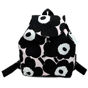 marimekko（マリメッコ） ERIKA UNIKKO 40967 291 powder／black／off-white ウニッコ柄 コットンキャンバス リュックサック バックパック ショルダーバッグ