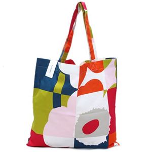 marimekko（マリメッコ） RUUTU-UNIKKO BAG 67302 536 blue／red／lime ウニッコ柄×チェック ファブリック トートバッグ エコバッグ