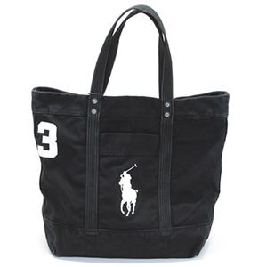 Polo Ralph Lauren（ポロラルフローレン） BIG PONY TOTE 4.05533E+11 POLO BLACK ファスナー付 キャンバス トートバッグ