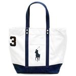 Polo Ralph Lauren（ポロラルフローレン） BIG PONY TOTE 4.05533E+11 NATURAL／NAVY ファスナー付 キャンバス トートバッグ