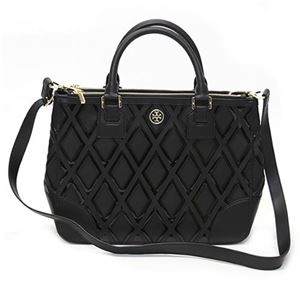 TORY BURCH（トリーバーチ） ROBINSON PATCHWORK DOUBLE ZIP TOTE ロビンソン ダイヤカット・パッチワーク 2WAY ショルダー・トートバッグ ブラック ≪2013AW≫ 31139784 9 BLACK