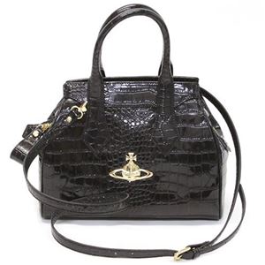 Vivienne Westwood（ヴィヴィアンウエストウッド） クロコ型押し 2WAY ショルダー・ハンドバッグ NEW CHANCERY 6454 137 BALCK