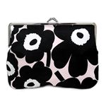 marimekko（マリメッコ） PUOLIKAS KUKKARO MINI UNIKKO 37773 291 powder／black／off-white ミニウニッコ柄 がま口 コットンパース マルチポーチ 小物入れ